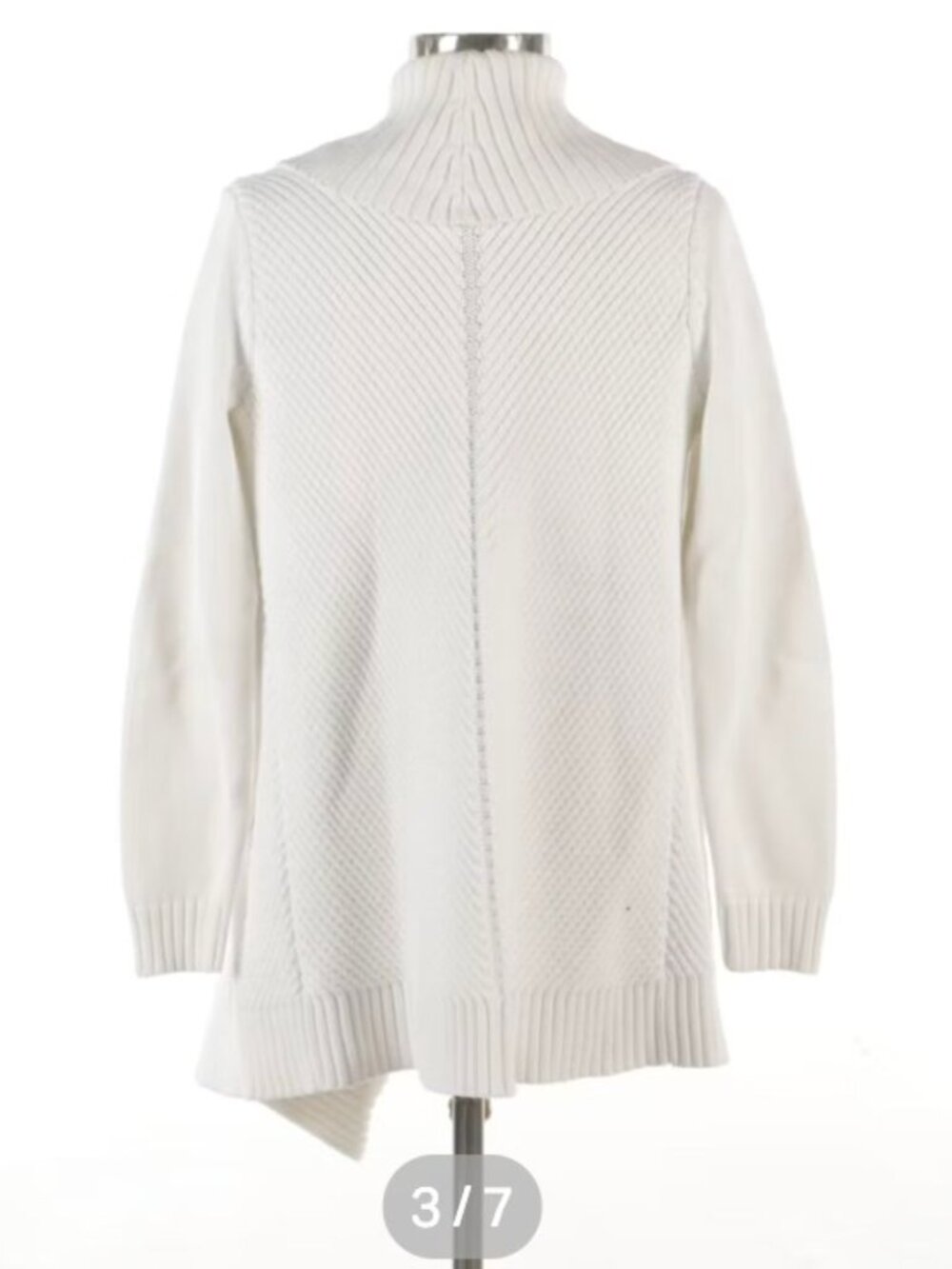 Lauren Ralph Lauren White Knit Cotton Shawl Collar Cardigan - Picture 3 of 7